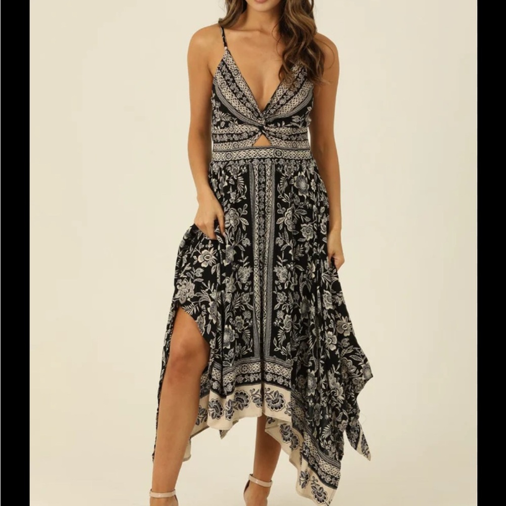 Elegant Black and White Floral Dress